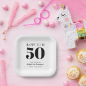 Simple Modern Surprise 50th Birthday Party ペーパープレート (パーティー)