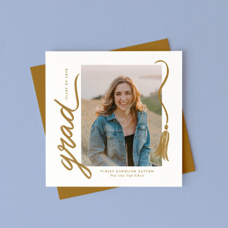 Simple Modern Tassel Graduation Announcement 案内状