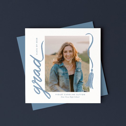 Simple Modern Tassel Graduation Announcement 案内状