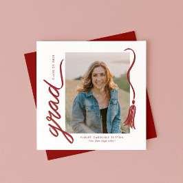 Simple Modern Tassel Graduation Announcement 案内状