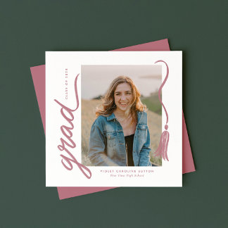 Simple Modern Tassel Graduation Announcement 案内状