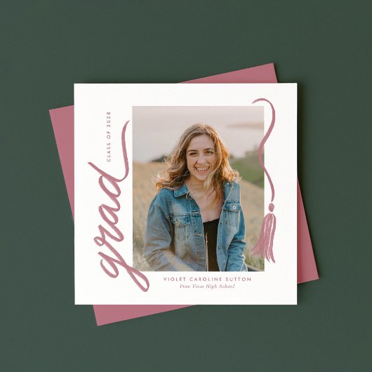 Simple Modern Tassel Graduation Announcement 案内状