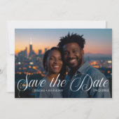 Simple Modern Text and Photo Wedding Save the Date セーブザデート (正面)
