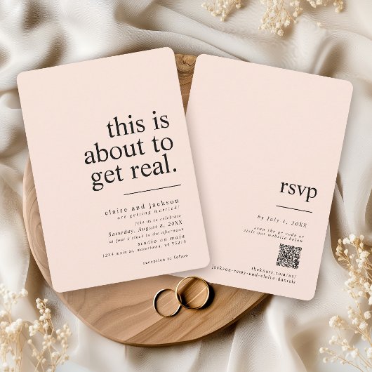 Simple Modern This Is About To Get Real Wedding 招待状