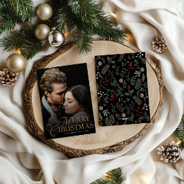 Simple Modern Typography 1 Photo Merry Christmas シーズンカード