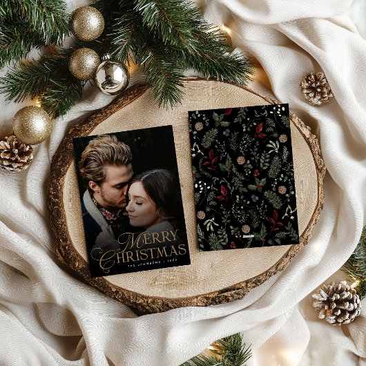 Simple Modern Typography 1 Photo Merry Christmas シーズンカード