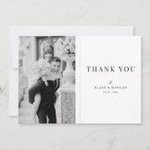Simple Modern Typography Black and White Wedding サンキューカード (正面)