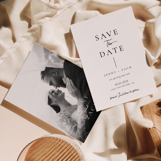 Simple Modern Typography Photo Wedding  セーブザデート