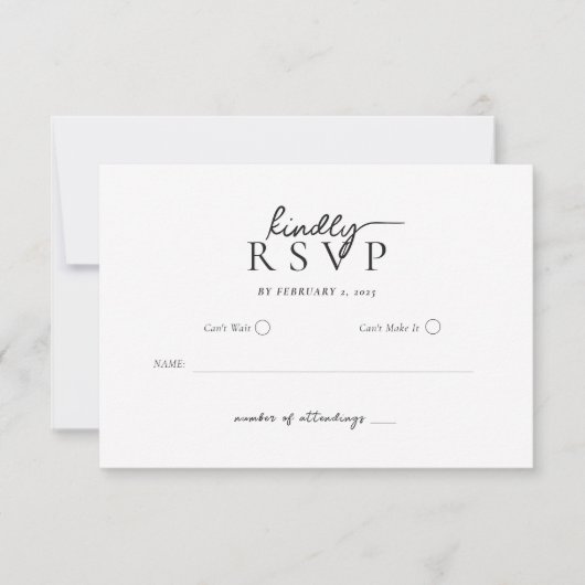 Simple Modern Typography Script Wedding RSVP (正面)