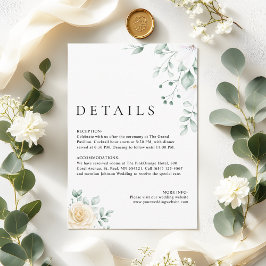 Simple Modern Watercolour Floral Wedding Details エンクロージャーカード