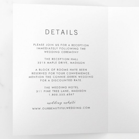 Simple Modern Wedding 三つ折り招待状 (内部最初)