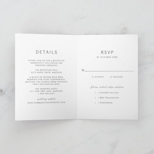 Simple Modern Wedding 招待状 (内部)