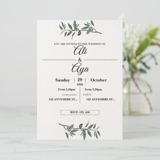 Simple Modern Wedding Invitation | Clean Minimal D シーズンカード (スタンド正面)