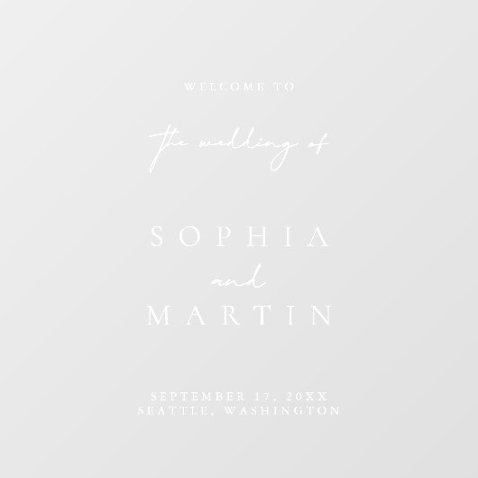 Simple Modern Wedding Welcome Sign Window Cling ウィンドウサイン (シート)
