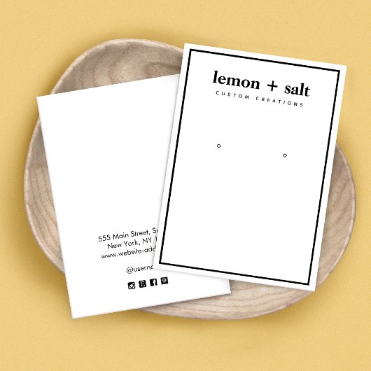 Simple Modern White Border  Earring Display Card