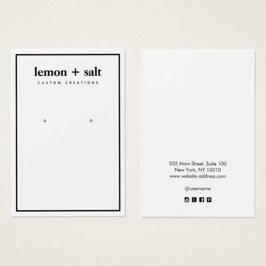Simple Modern White Border  Earring Display Card (正面&裏面)