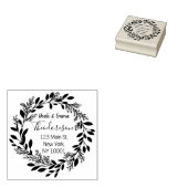 Simple Modern Wreath Married Couple Return Address ラバースタンプ (押印)
