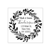 Simple Modern Wreath Married Couple Return Address ラバースタンプ (インプリント)