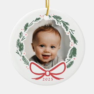 Simple Modern Wreath Photo Ceramic Circle Ornament セラミックオーナメント