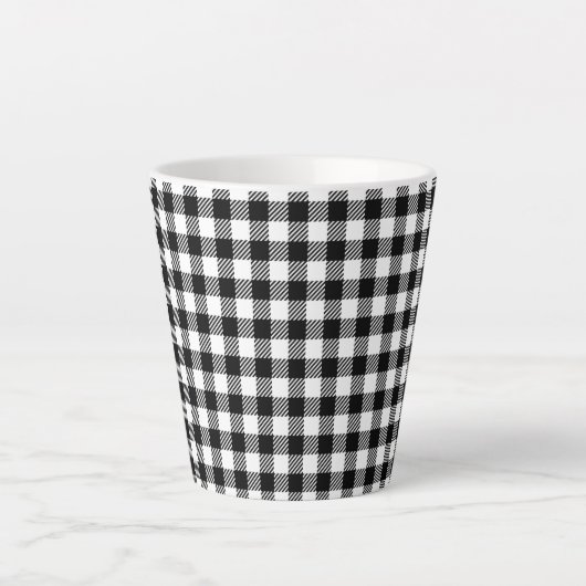 Simple Monochrome Buffalo Plaid Pattern カフェラテマグ (正面)