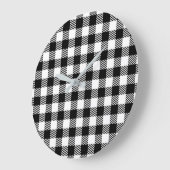 Simple Monochrome Buffalo Plaid Pattern ラージ壁時計 (傾斜)