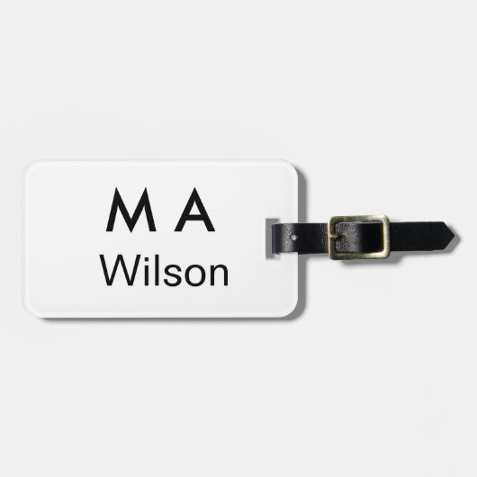 Simple monogram add your name letter man minimal ラゲッジタグ (正面横)