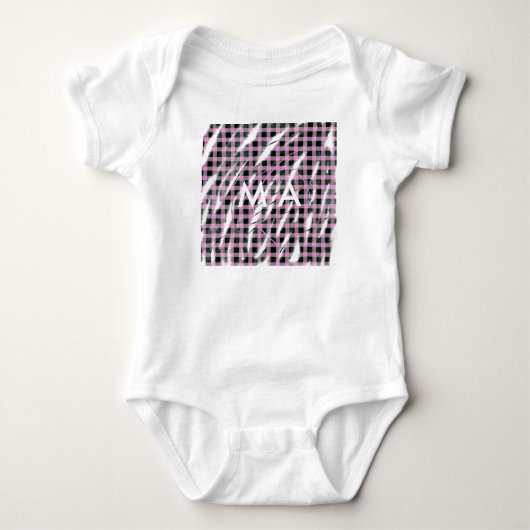 Simple monogram add your name letter man minimal t ベビーボディスーツ (正面)