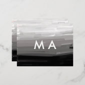 Simple monogram add your name letter man minimal t 箔招待状ポストカード (正面/裏面)