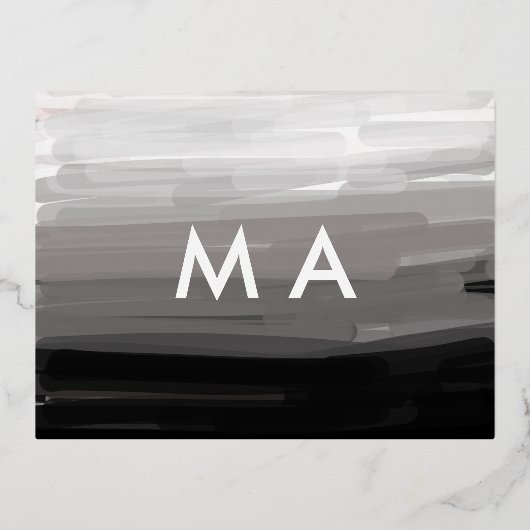 Simple monogram add your name letter man minimal t 箔招待状ポストカード (正面)