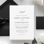 Simple Monogram Black and White Wedding 招待状