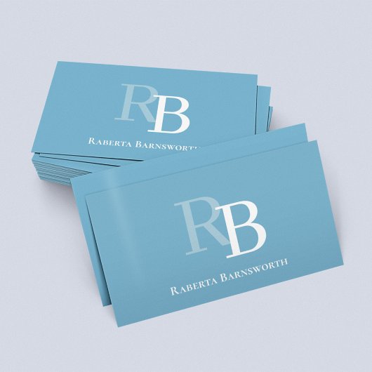 Simple Monogram Blue QR Code | Connect with Me 名刺