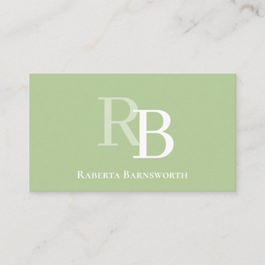 Simple Monogram Green QR Code | Connect with Me 名刺 (正面)