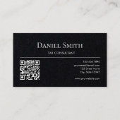 Simple Monogram Initial QRcode Premium Black Paper 名刺 (裏面)