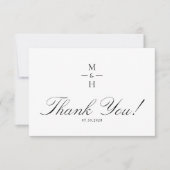 Simple Monogram Minimalist Script Wedding  サンキューカード (正面)