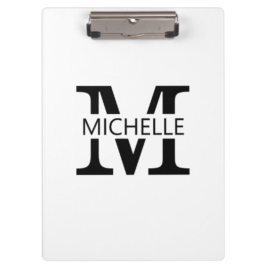 Simple Monogram Name with Initial クリップボード (正面)