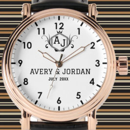 Simple monogram names initials married couple 腕時計