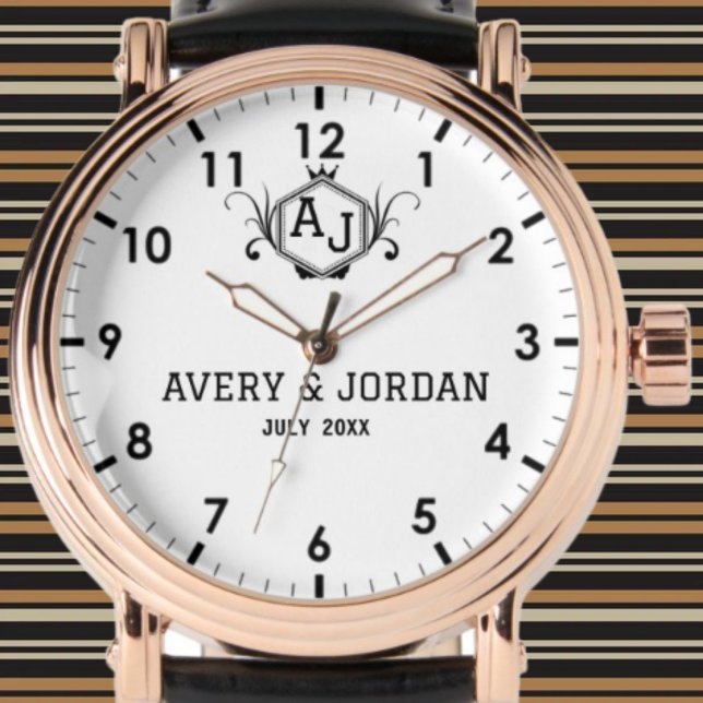 Simple monogram names initials married couple 腕時計 (クリエイターアップロード済み)