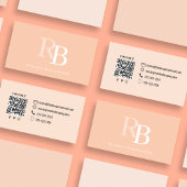 Simple Monogram Peach QR Code | Connect with Me 名刺