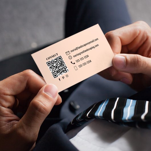 Simple Monogram Peach QR Code | Connect with Me 名刺