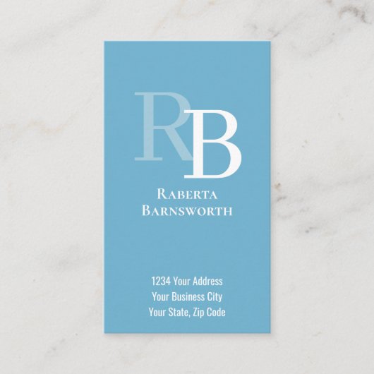 Simple Monogram QR Code Blue | Connect with Me 名刺 (正面)