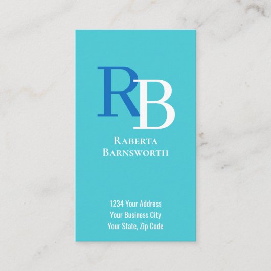 Simple Monogram QR Code Blue | Connect with Me 名刺 (正面)