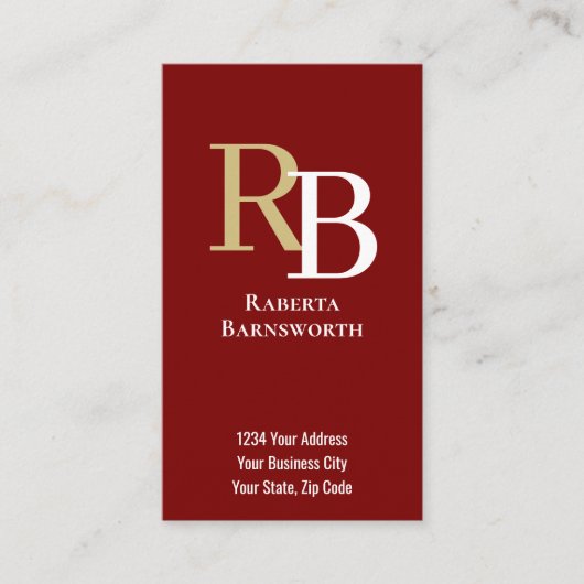 Simple Monogram QR Code Burgundy | Connect with Me 名刺 (正面)