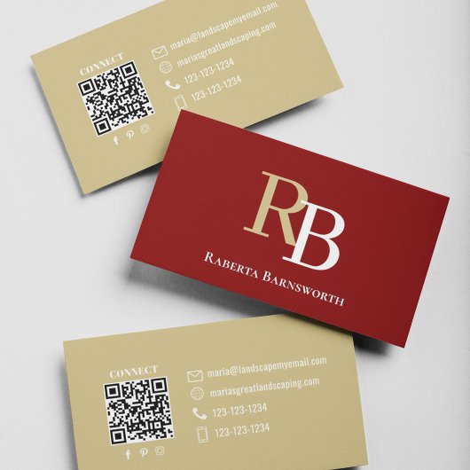 Simple Monogram QR Code Burgundy | Connect with Me 名刺