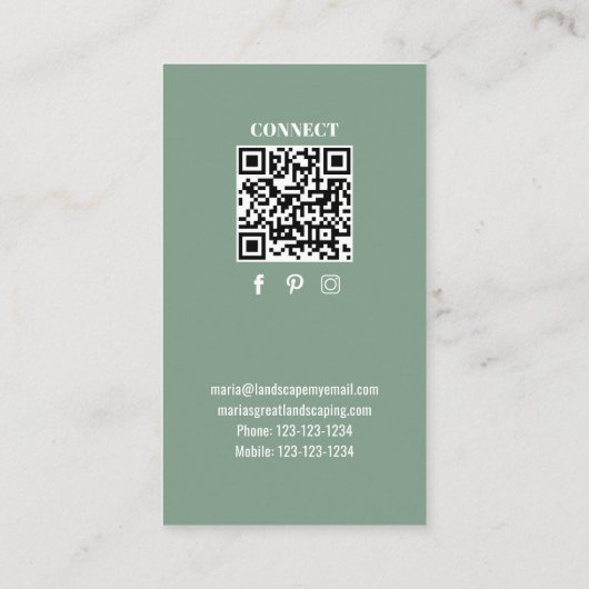 Simple Monogram QR Code Green | Connect with Me 名刺 (裏面)