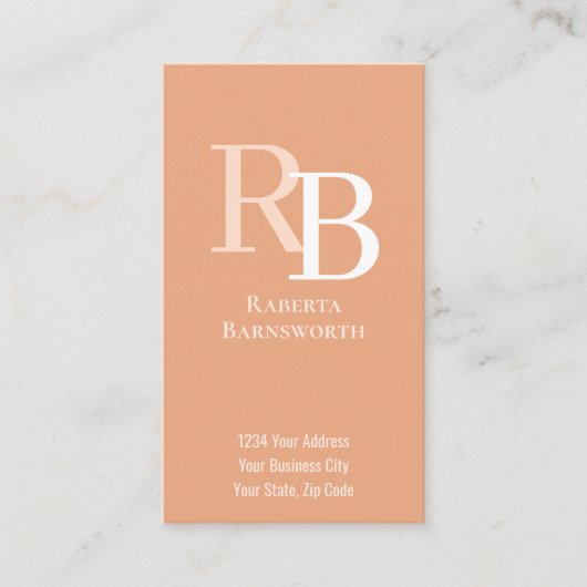 Simple Monogram QR Code Peach | Connect with Me 名刺 (正面)