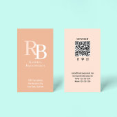 Simple Monogram QR Code Peach | Connect with Me 名刺