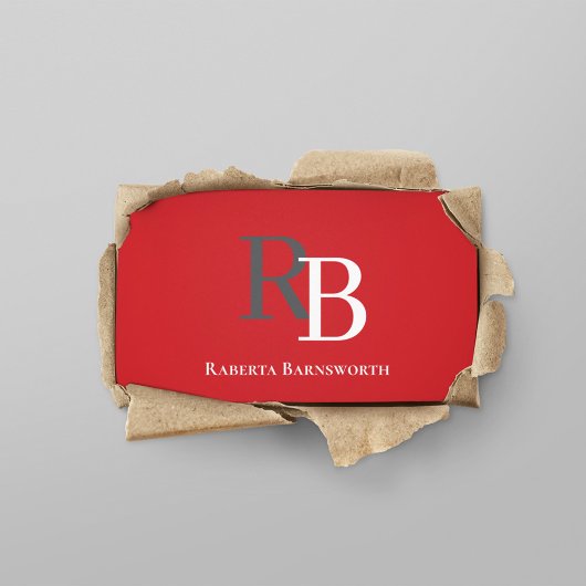 Simple Monogram QR Code Red | Connect with Me 名刺