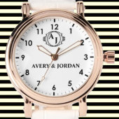 Simple Monogram Romantic Couple initials 腕時計