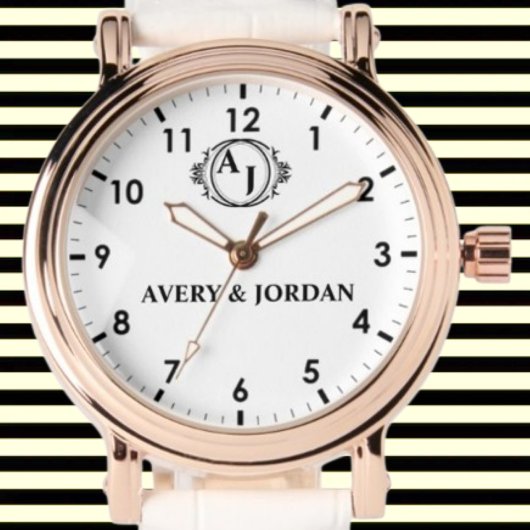 Simple Monogram Romantic Couple initials 腕時計