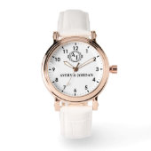 Simple Monogram Romantic Couple initials 腕時計 (正面)